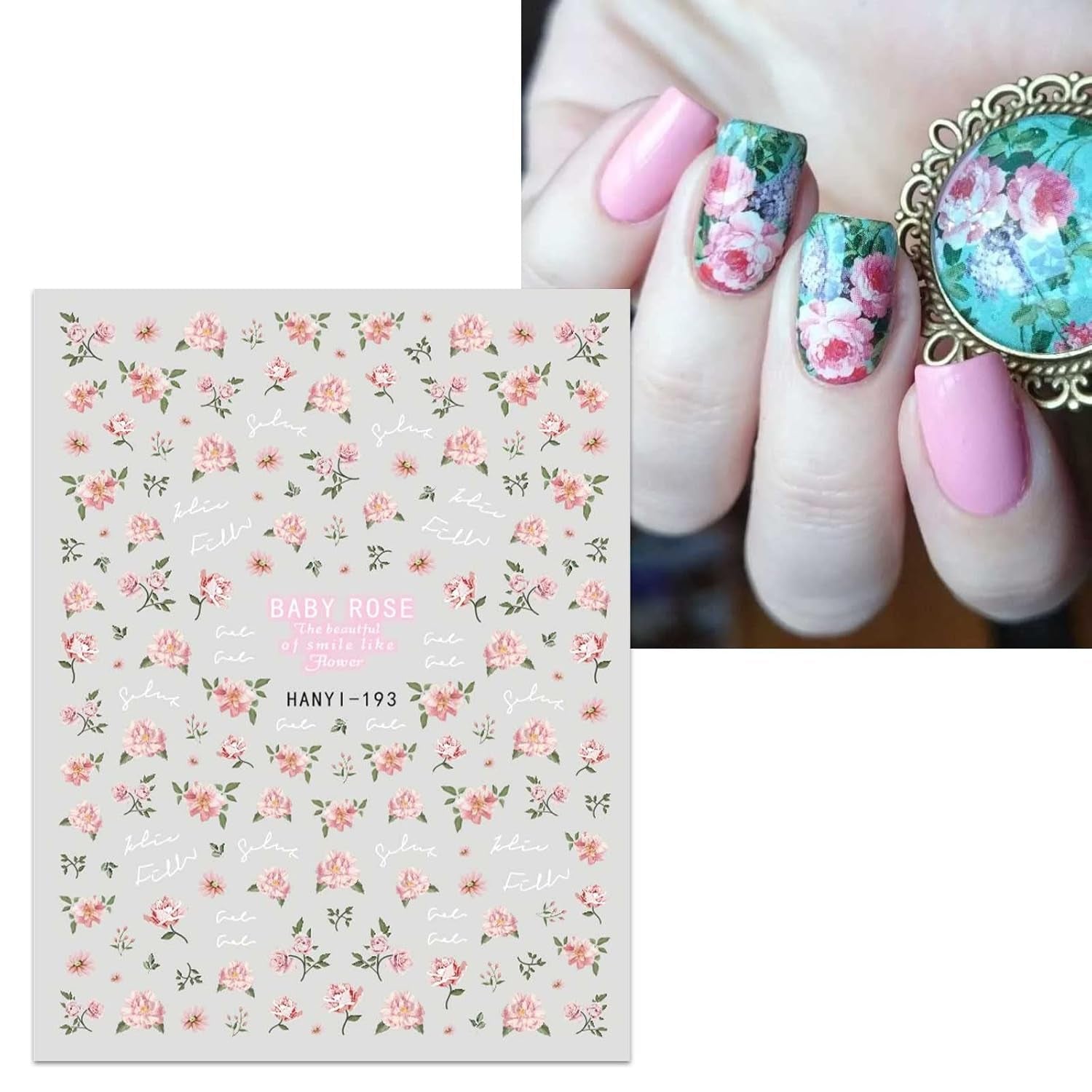 JMEOWIO Nagelsticker Blumen Frühling 9 Blatt Nail Art Sticker Selbstklebend Nagelaufkleber Buntes Sommer Blumen Dekoration Nageldesign Zubehör