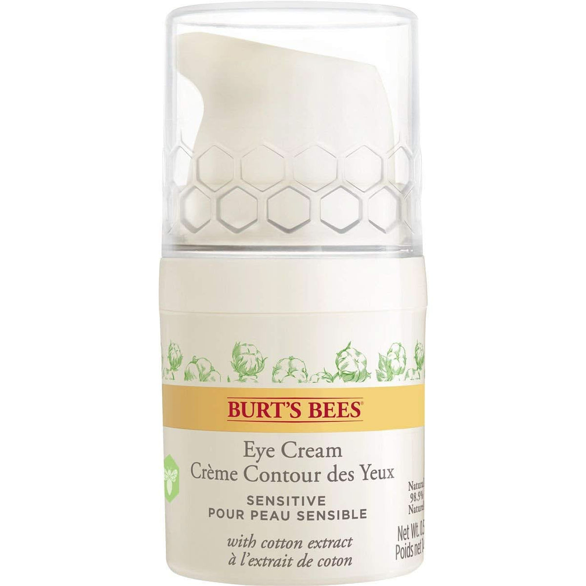 Burt'S Bees Crème contour des yeux naturelle pour peaux sensibles à l'extrait de coton, 14 g Cosmétiques et beauté Naty Shop Pour peaux sensibles
