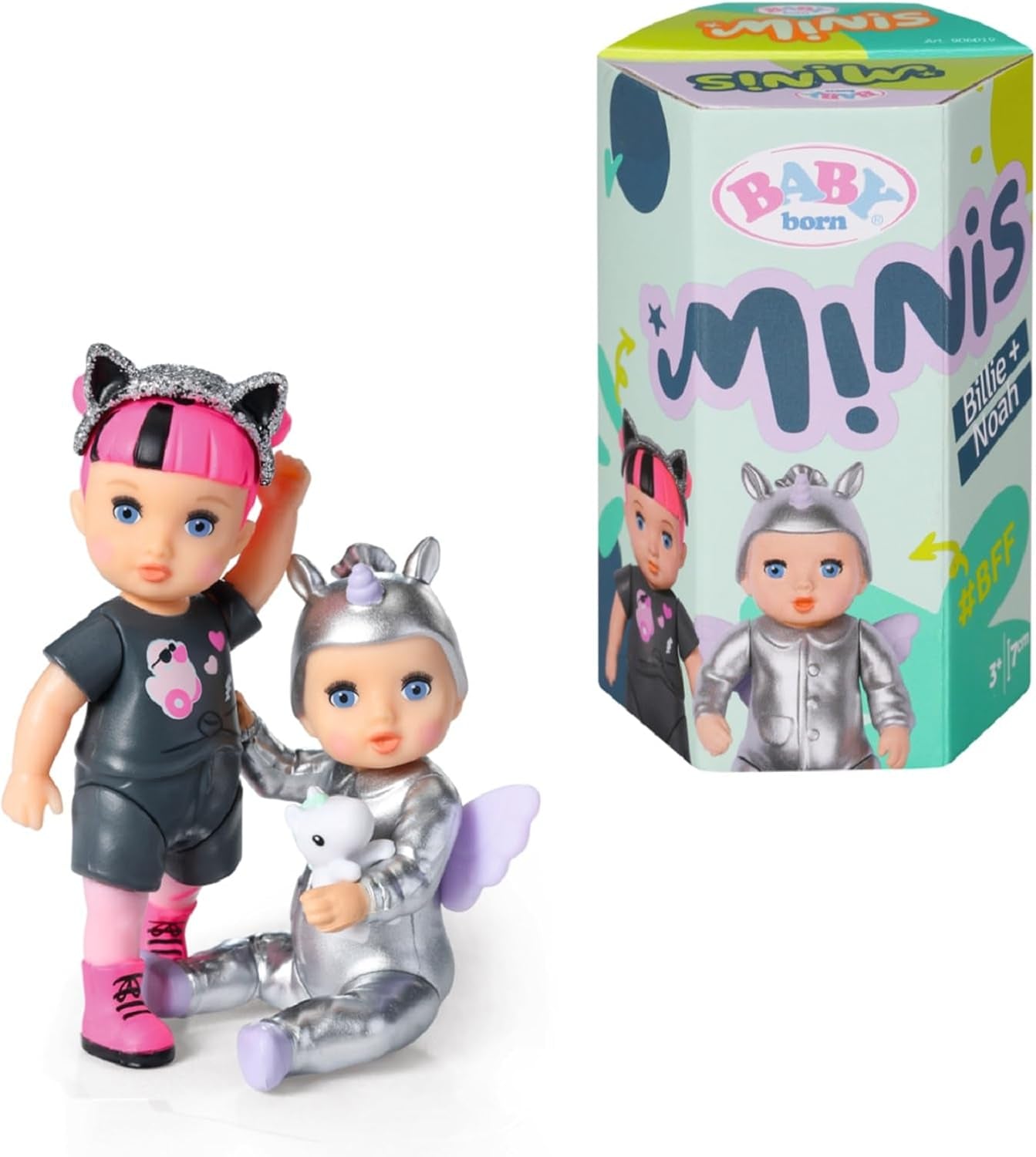 BABY born Minis Doppelpack mit Minis-Puppen Vicky und Mila mit Farbwechseleffekt, Stickerbogen und Accessoires, 906071 Zapf Creation