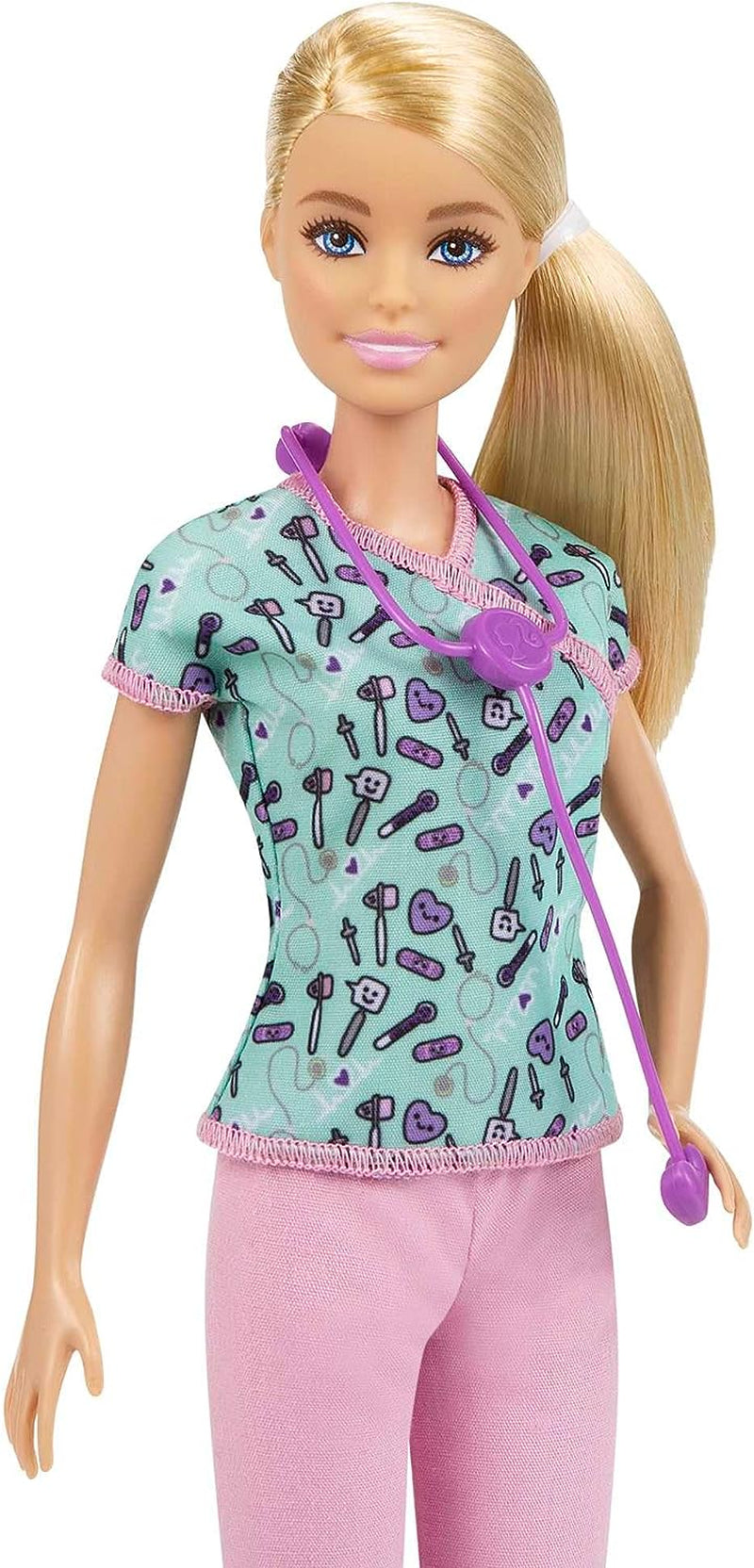 Barbie GTW39 - Krankenschwester-Puppe (ca. 30 cm) mit Oberteil mit Aufdruck und Pinker Hose, weißen Schuhen und Stethoskop, tolles Spielzeug Geschenk für Kinder ab 3 Jahren