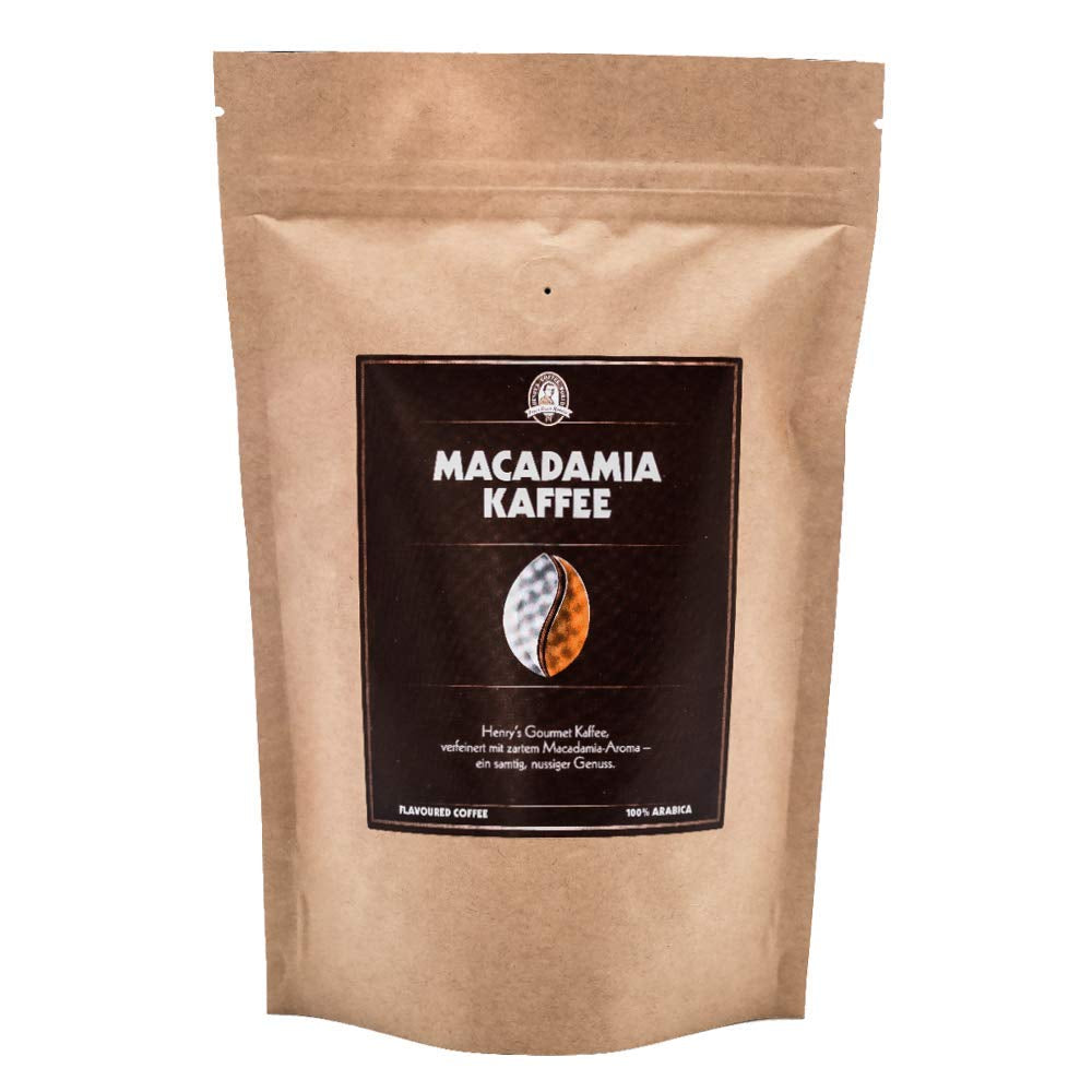 Henry's Macadamia Coffee 1000g - notre café gastronomique raffiné aux saveurs les plus raffinées - torréfié artisanalement - grains de café de qualité supérieure