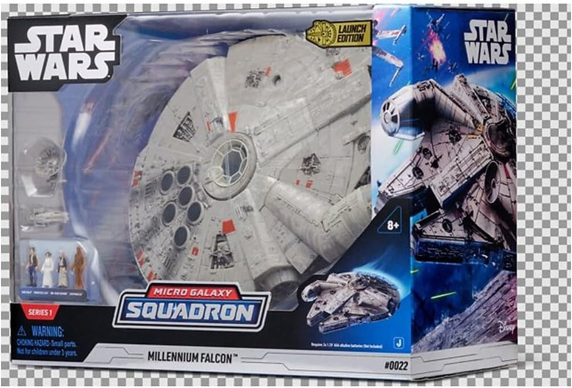 Star Wars Micro Galaxy Squadron SWJ0332 - Faucon Millenium, véhicule officiel 22,5 cm avec lumières, sons et figurines Naty Shop