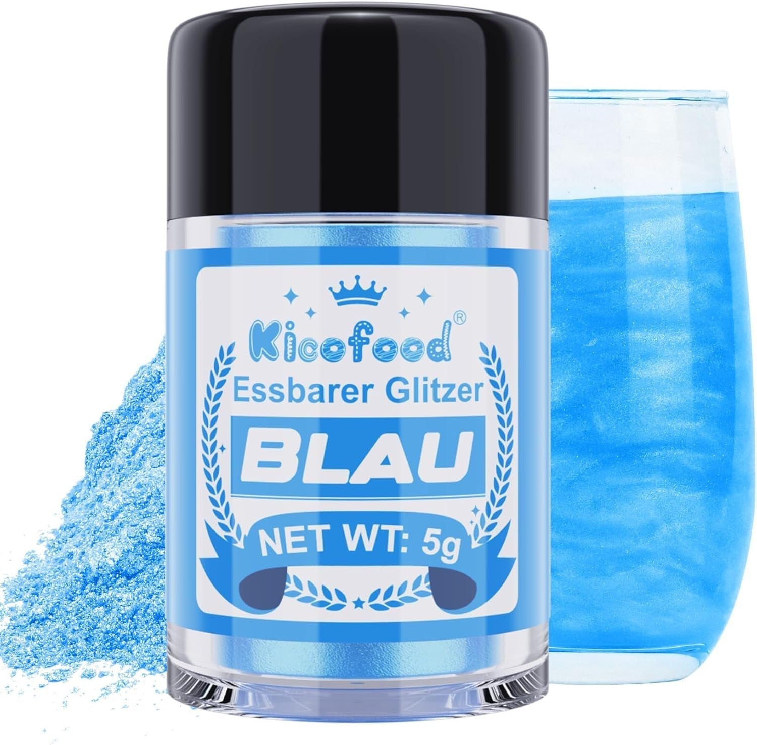 Kicofood, paillettes comestibles, 5 grammes, différentes couleurs Glitter Naty Shop Blue