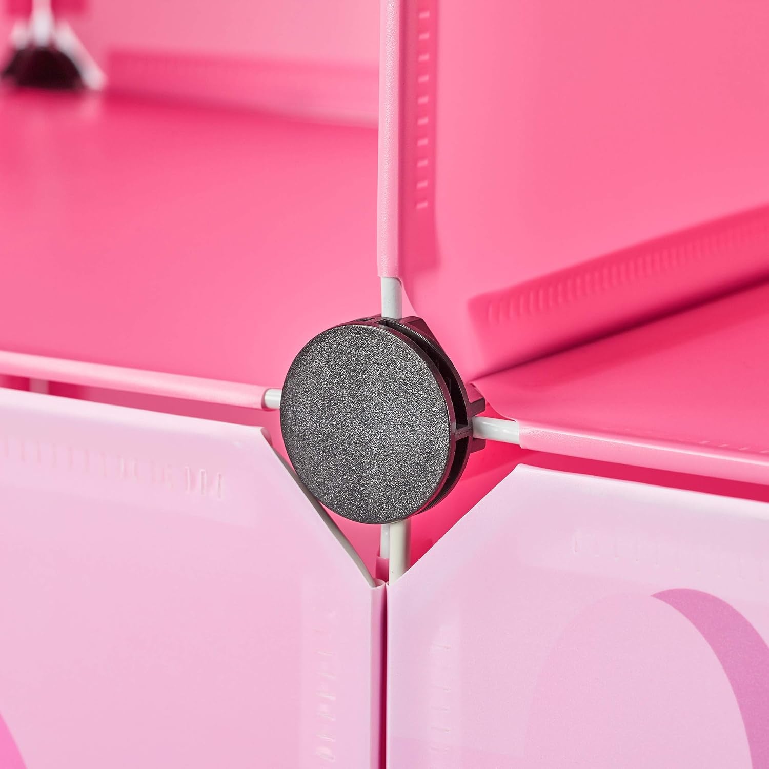 Etagère modulable Relaxdays pour chambre d'enfant, design château de princesse, plastique, meuble DIY avec portes, HL : 128 x 110 x 37 cm, rose