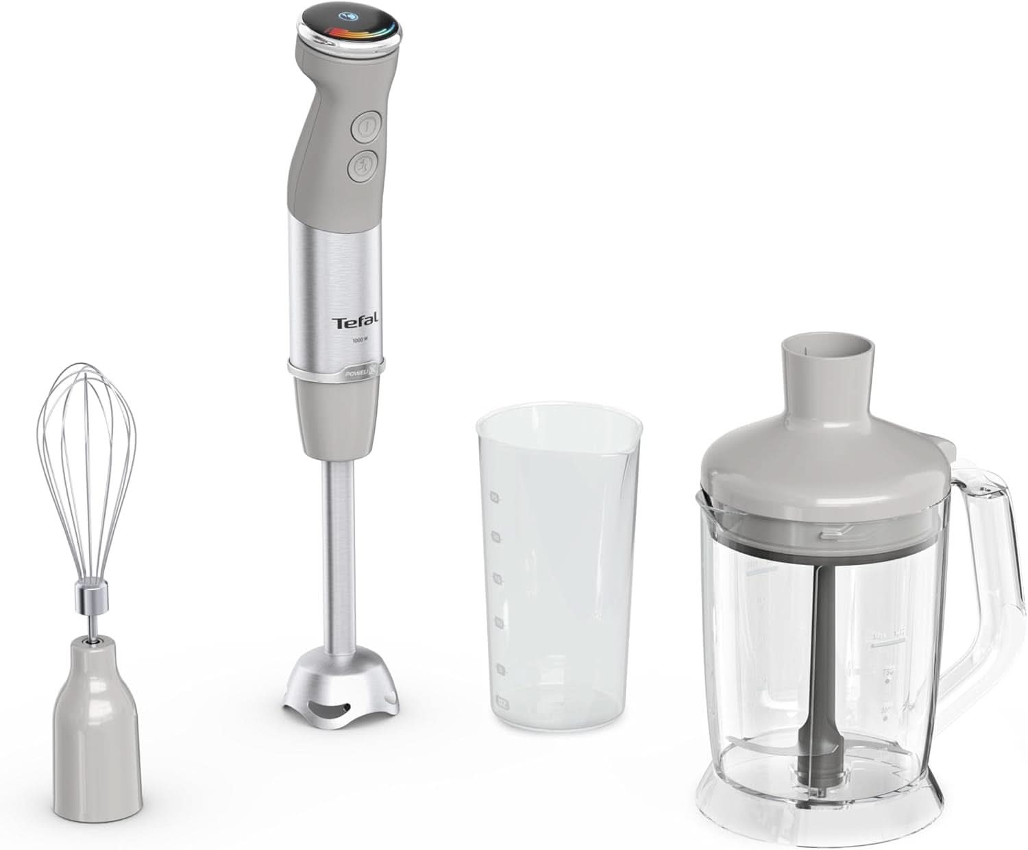 Tefal Quickchef+ 3-In-1 XL Stabmixer/Zerkleinerer/Schneebesen, 1000 W, Intuitif Geschwindigkeitsregelung, Turbo-Taste, Powelix-Messer-Technologie, Edelstahl, Grau, HB67MB30 Kitchen Naty Shop