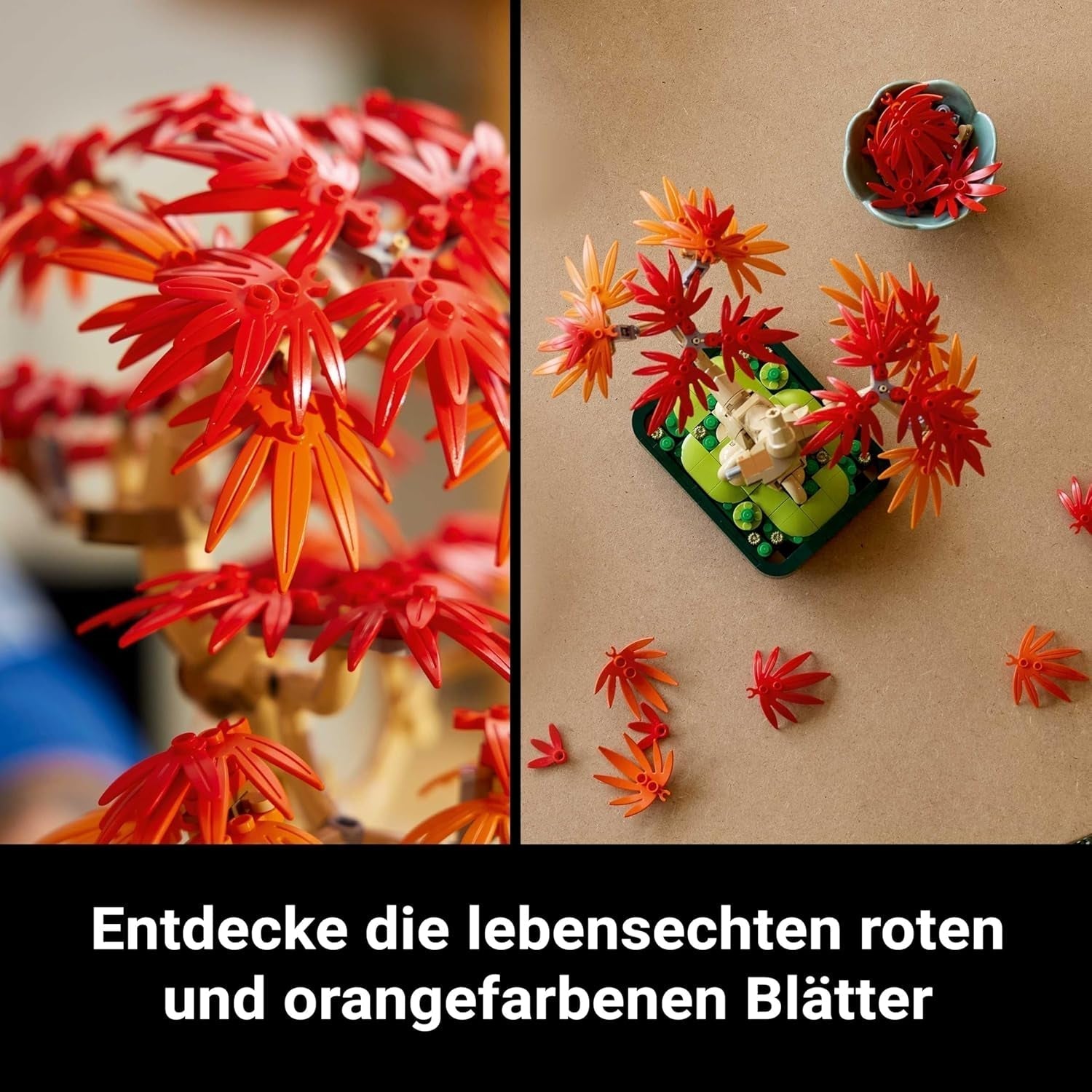 LEGO Botanicals Érable rouge du Japon - Bonsaï - Kit de plantes artificielles avec feuilles rouges et oranges, plus bol - Décoration d'intérieur - Idée cadeau pour adultes - 10348 Jeux de construction Besuche den LEGO-Store