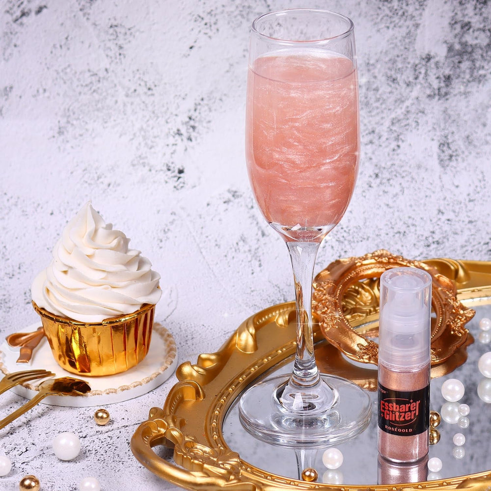 Paillettes comestibles – 10 g, paillettes pour boisson or rose, poudre de paillettes comestibles, poudre de colorant alimentaire, poudre d'or, poudre de paillettes métalliques, spray de paillettes pour cocktails, chocolat, gâteaux, fondant.