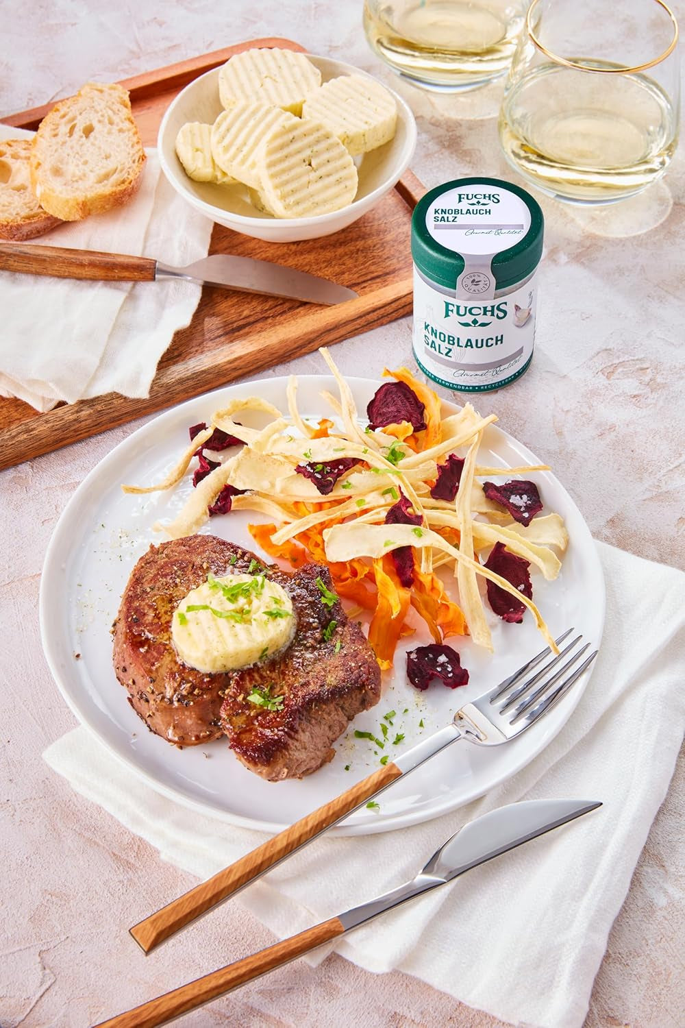 Fuchs Gewürze - Knoblauchsalz - Gewürzsalz für Dips, Saucen und Gemüse - ingrédients naturels - 90 g en dose variable, recyclable