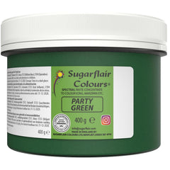 Colorant alimentaire pour pâtes Sugarflair Partygreen, colorant alimentaire pour fondant et massepain, pâtes concentrées spectrales - 400 g