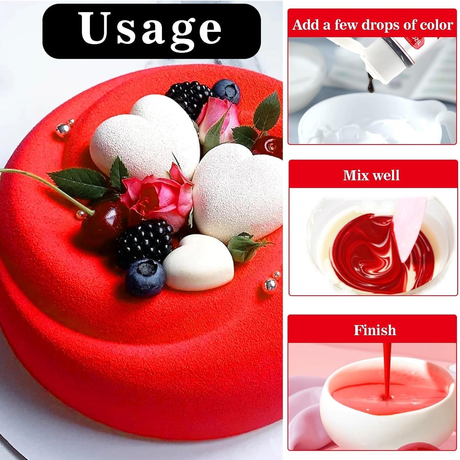 Colorant alimentaire rouge, colorant alimentaire concentré 26 g, colorant alimentaire à base d'huile, colorant alimentaire concentré sans sucre, colorant alimentaire liquide pour pâtisserie – pour beurre de cacao, crème au beurre