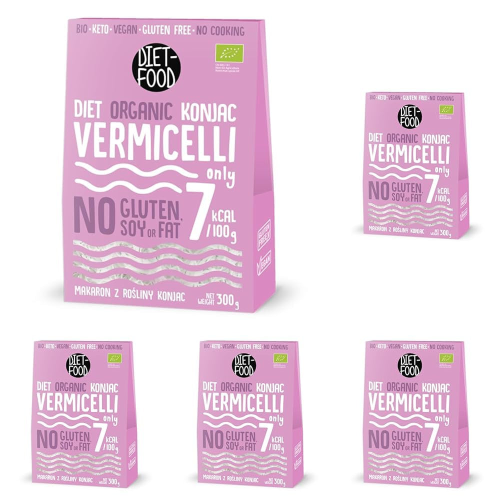 DIET-FOOD Riz instantané Shirataki Konjac biologique, faible en glucides, faible en calories, végétalien, sans gras, sans soja, sans gluten, compatible céto, minceur, 300 grammes