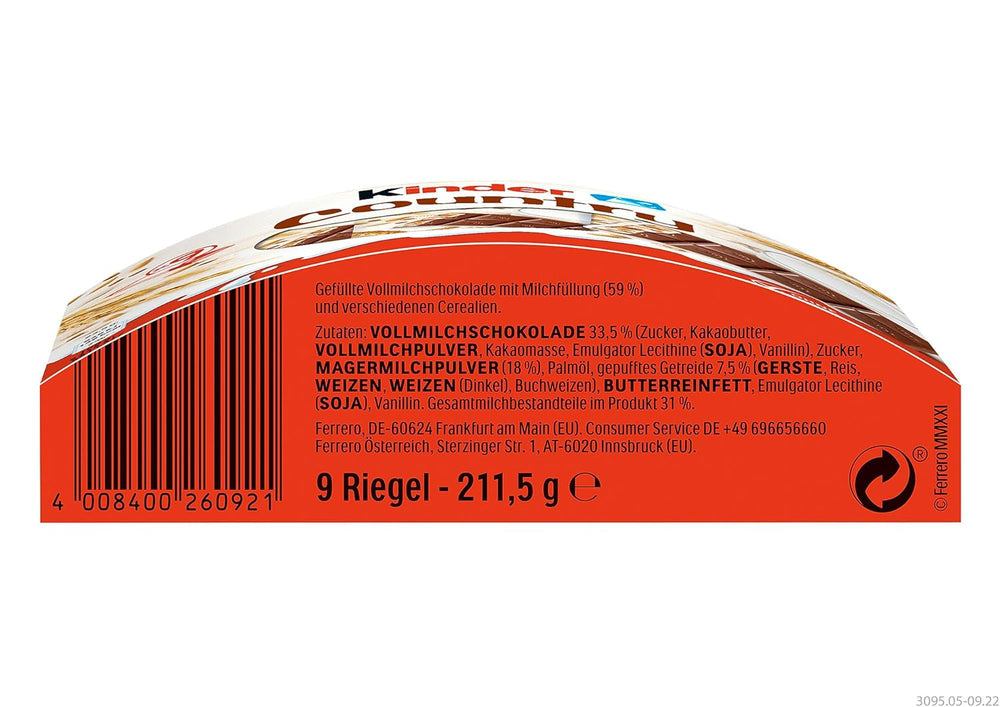 Barres Kinder Country, 9 barres, 212 g