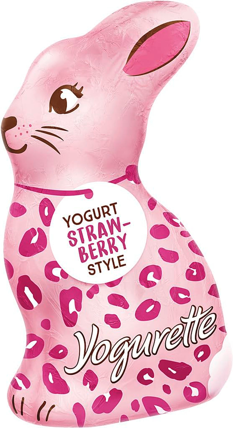 Lapin de Pâques au yaourt 75g – Lapin en chocolat pour Pâques – Chocolat blanc avec yaourt et chips de fraises fruitées – Lapin en chocolat pour Pâques et panier de Pâques – Cadeau chocolat – Cadeau de Pâques