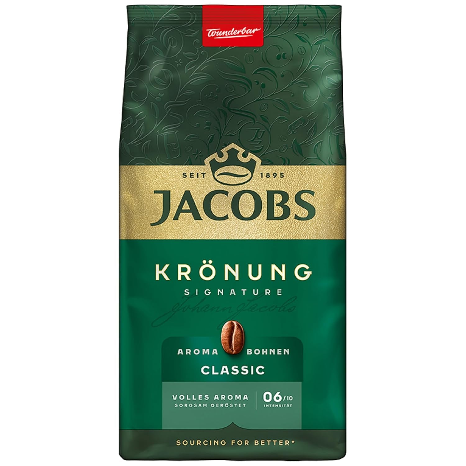 Jacobs Krönung Aroma Beans Classic, aromă completă, nuci, note citrice, boabe Arabica & Robusta, intensitate 6/10, ideal pentru cafeaua clasică Cafea Naty Shop 500 grame Krönung