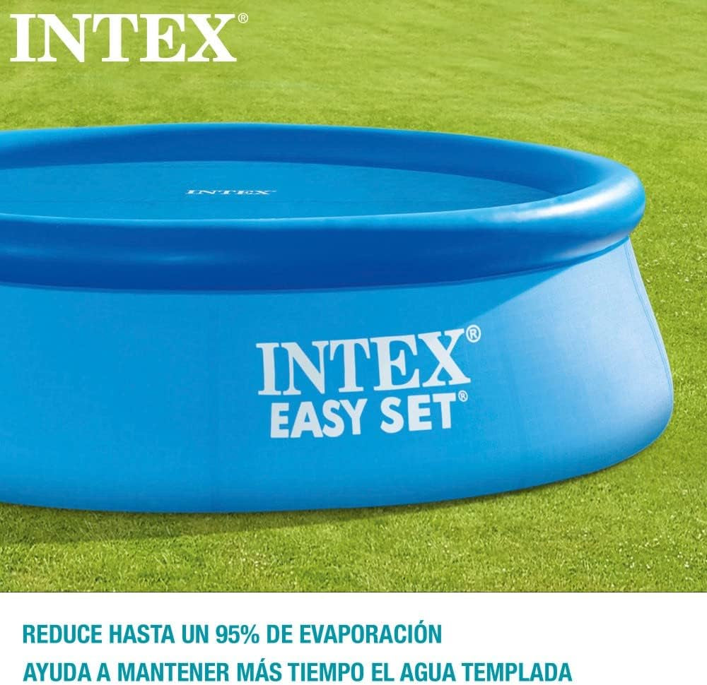 Intex 28012 - Solarabdeckplane, Abdeckung mit thermischer Isolierung für Runde Easy Set/Frame Pools, Polyethylen, Blau, ⌀ 366 cm