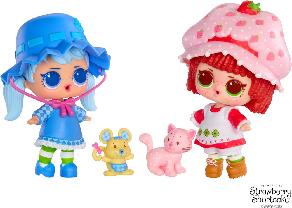 Mdr Surprise ! Loves Strawberry Shortcake Tots – Poupées parfumées à collectionner avec 7 surprises, animal de compagnie, mode, chaussures, chapeau, ensemble de jeu avec maison convertible Strawberry Shortcake, à partir de 4 ans