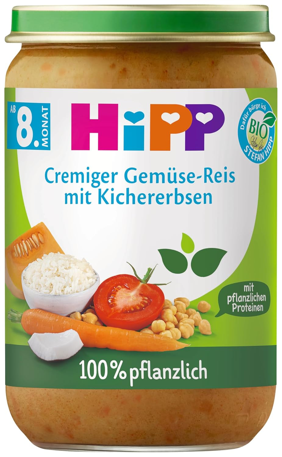 Riz crémeux aux légumes et pois chiches HiPP Bio (6 x 220g), dès 8 mois, 100% végétal, sans sel ajouté, avec Oméga-3, meilleure qualité bio