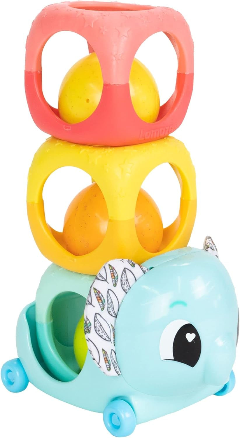 LAMAZE Octivity Time Jouet sensoriel pour bébé Doux Jeu et découverte Poulpe pour tout-petits Convient aux garçons et filles de 6 mois Jouets pour bébé de 1 an Naty Shop Ensemble de blocs de hochet empilables
