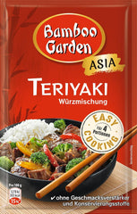 Bamboo Garden - Mélange d'assaisonnements Teriyaki, Gewürzmischung für Teriyaki, Pour 4 Portions, Sans Geschmackverstärker und Konservierungsstoffe, 1 x 25 g (Verpackungsdesign kann abweichen)