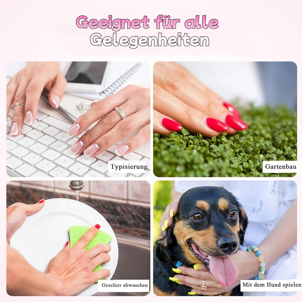 30pcs Faux Ongles Français - Colle sur Ongles Artificiels - Ongles en Gel Doux pour Femme - Ongles Adhésifs Acryliques Manucure Carrée (Rose Français)