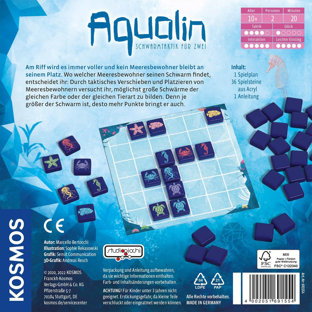 KOSMOS 691554 Aqualin - Swarm Tactics for Two, jeu à deux joueurs, jeu de société pour exactement 2 joueurs à partir de 10 ans, jeu de stratégie