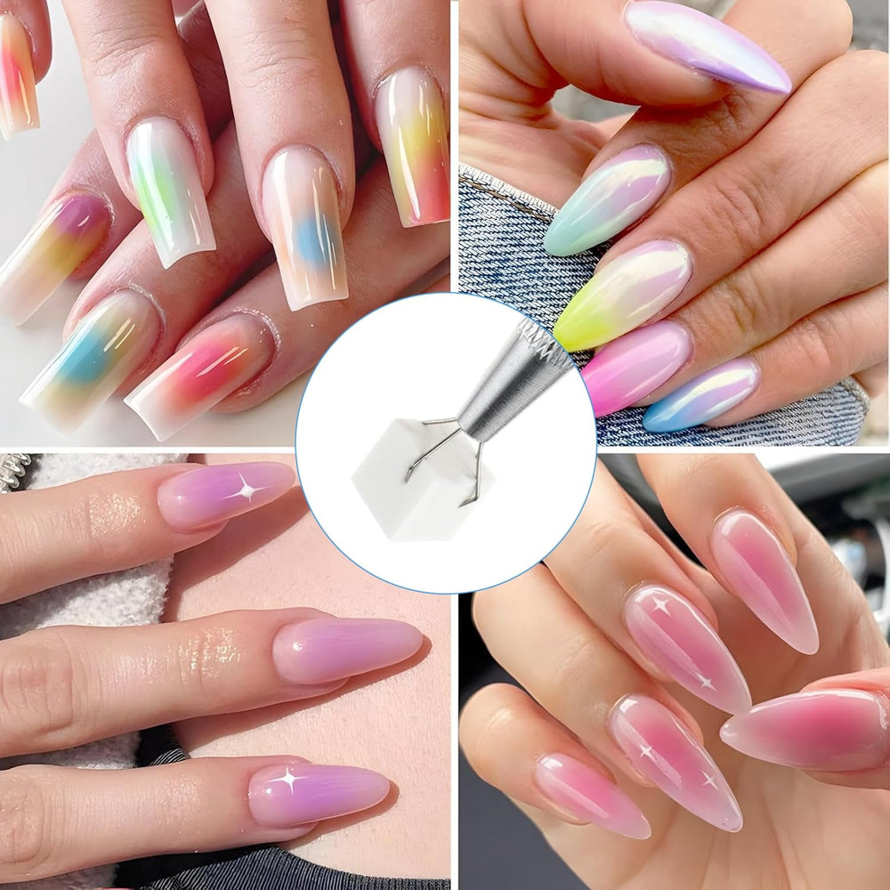 Eiito 100 pcs Weiche Nagelschwämme For Ombre, Mit 2 Greifstift, Aura-Maniküre-Nailkunst-Werkzeuge (Argent + Or)