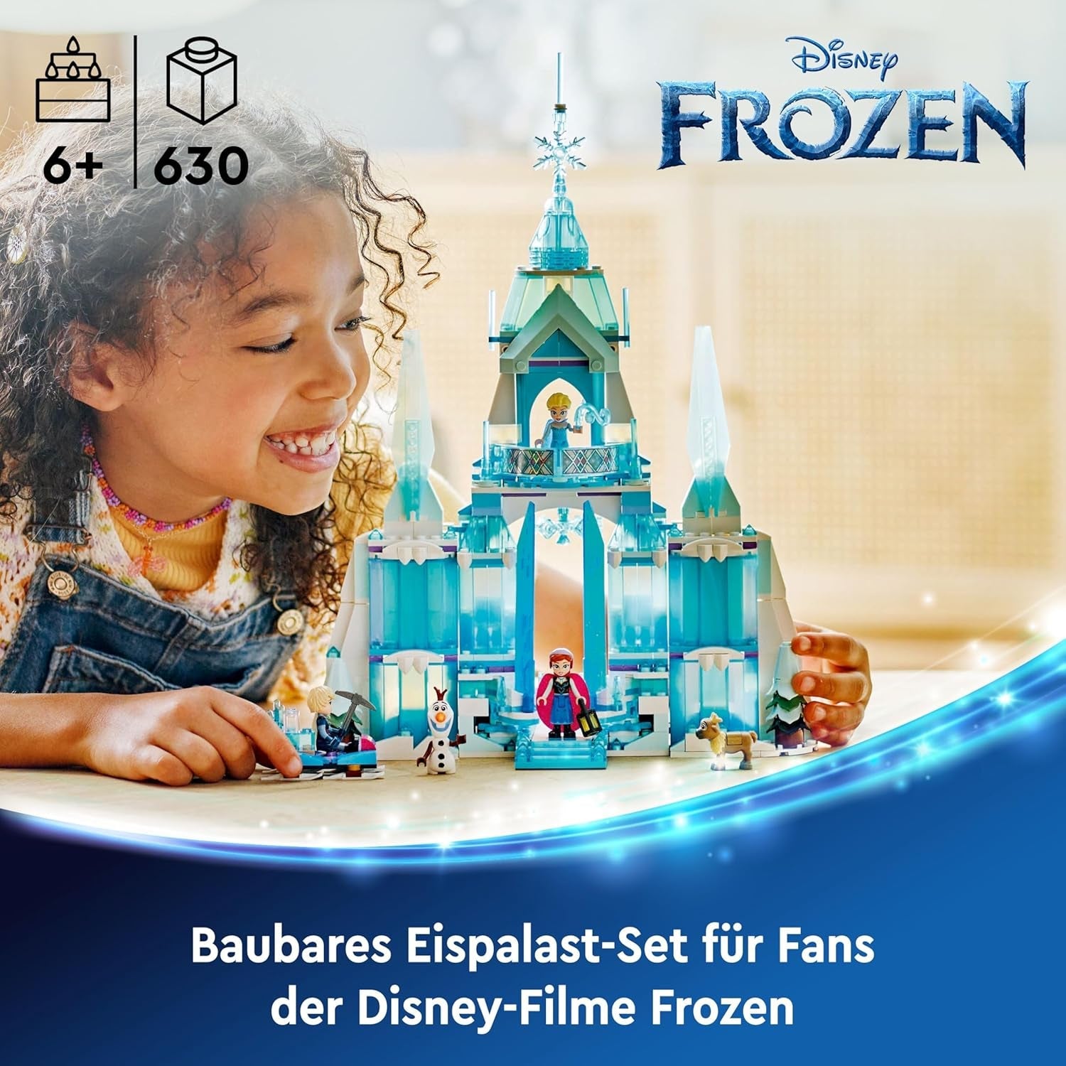 LEGO ǀ Disney Frozen Elsas Winterpalast, BAU- und Spielset für Kinder mit Modell-Palast und Minifiguren ELSA und Anna, Geschenk für Mädchen, Jungen und Filmfans ab 6 Jahren 43244
