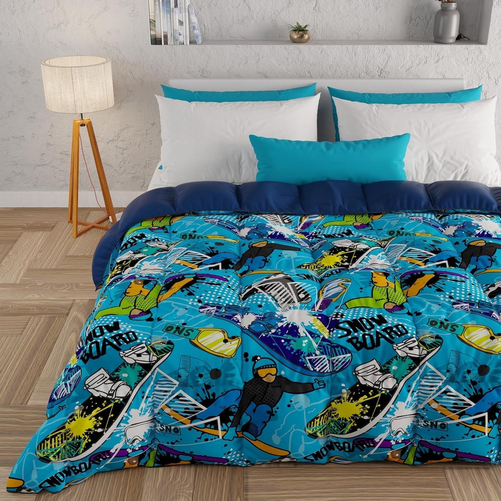 PETTI Artigiani Italiani - Couette d'hiver, Couette d'hiver, Couette simple, Double face, Impression monochrome et numérique, microfibre 100% hypoallergénique, Fabriqué en Italie