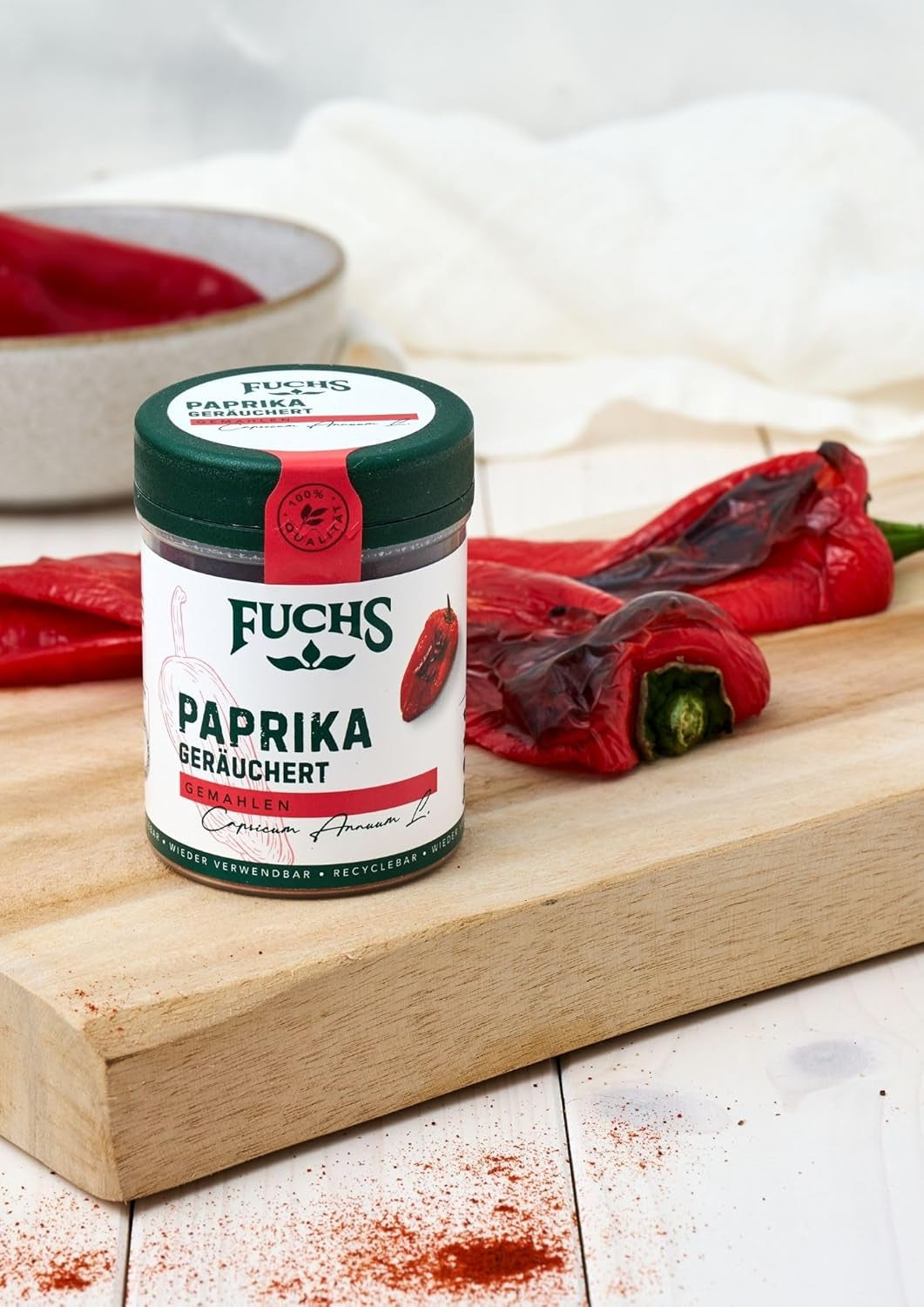 Fuchs Gewürze - Paprika geräuchert gemahlen - rauchiger Gesmack für BBQ, Gulasch ou Tofu - Ingrédients naturels - 60 g dans une dose variable, recyclable