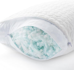 Oreiller LUCID 40 X 80 cm avec garnissage hybride de mousse à mémoire de forme déchiquetée et microfibre - garnissage amovible et réglable - housse lavable - pour dormeurs sur le côté, sur le dos et sur le ventre Oreillers standards Naty Shop