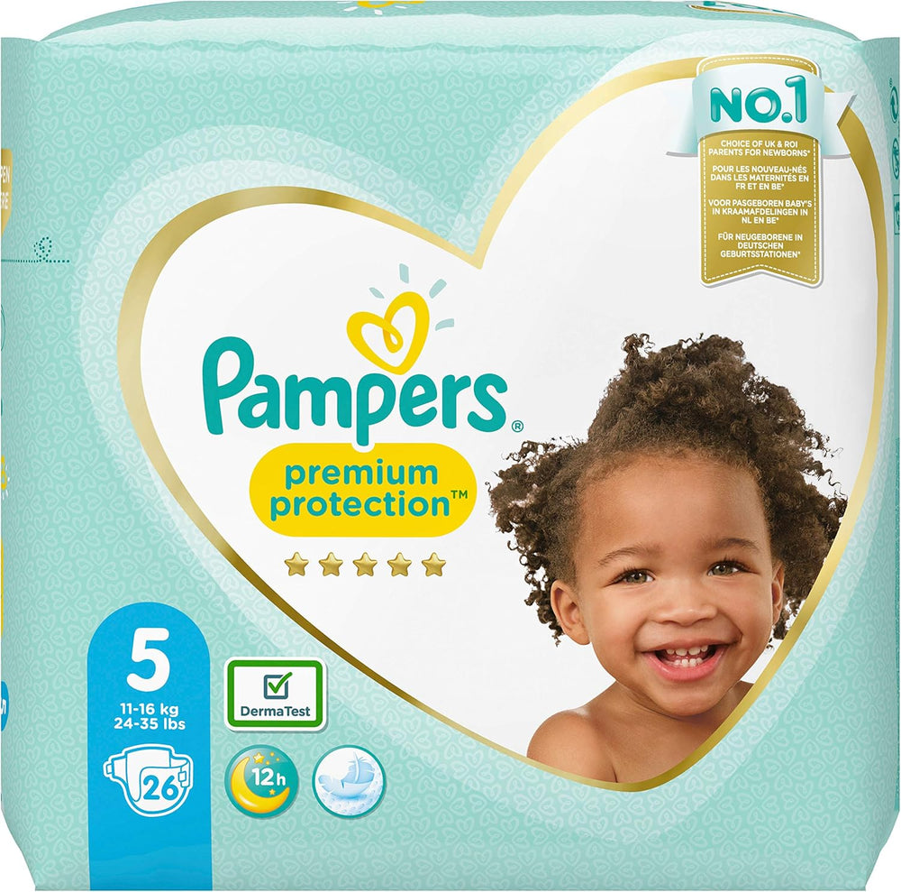 Couches Pampers Premium Protection pour nouveaux bébés, pack Jumbo, taille 1, 72 pièces