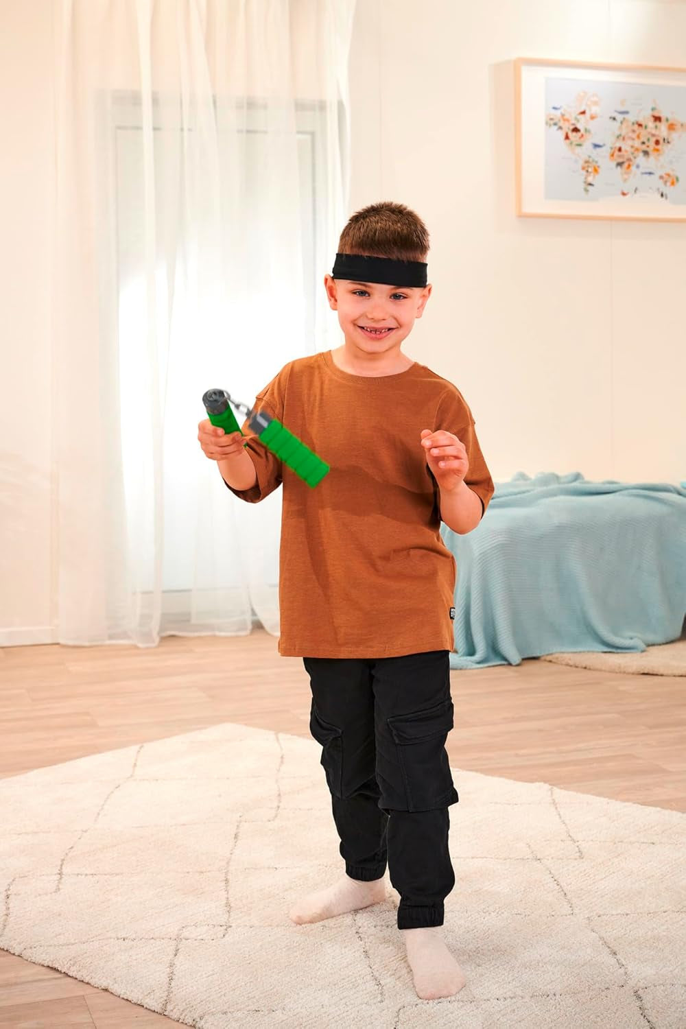 Suivant Ninja Nunchaku, sonore, manche enveloppé dans une matière douce, 13cm, jeu de rôle, à partir de 3 ans, vert Figurines Naty Shop