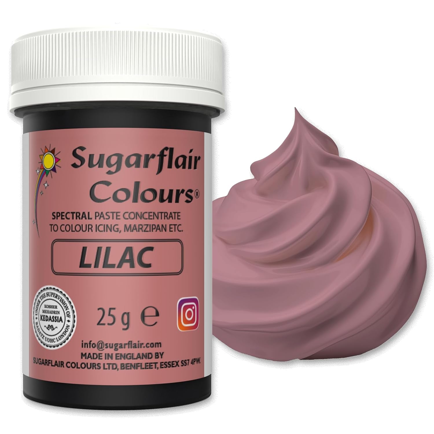 Pastă de colorant alimentar Sugarflair Grafit, colorant alimentar spectral concentrat pentru cremă de unt, pastă de zahăr, glazură, mixuri pentru prăjituri, macarons și multe altele! - 25g