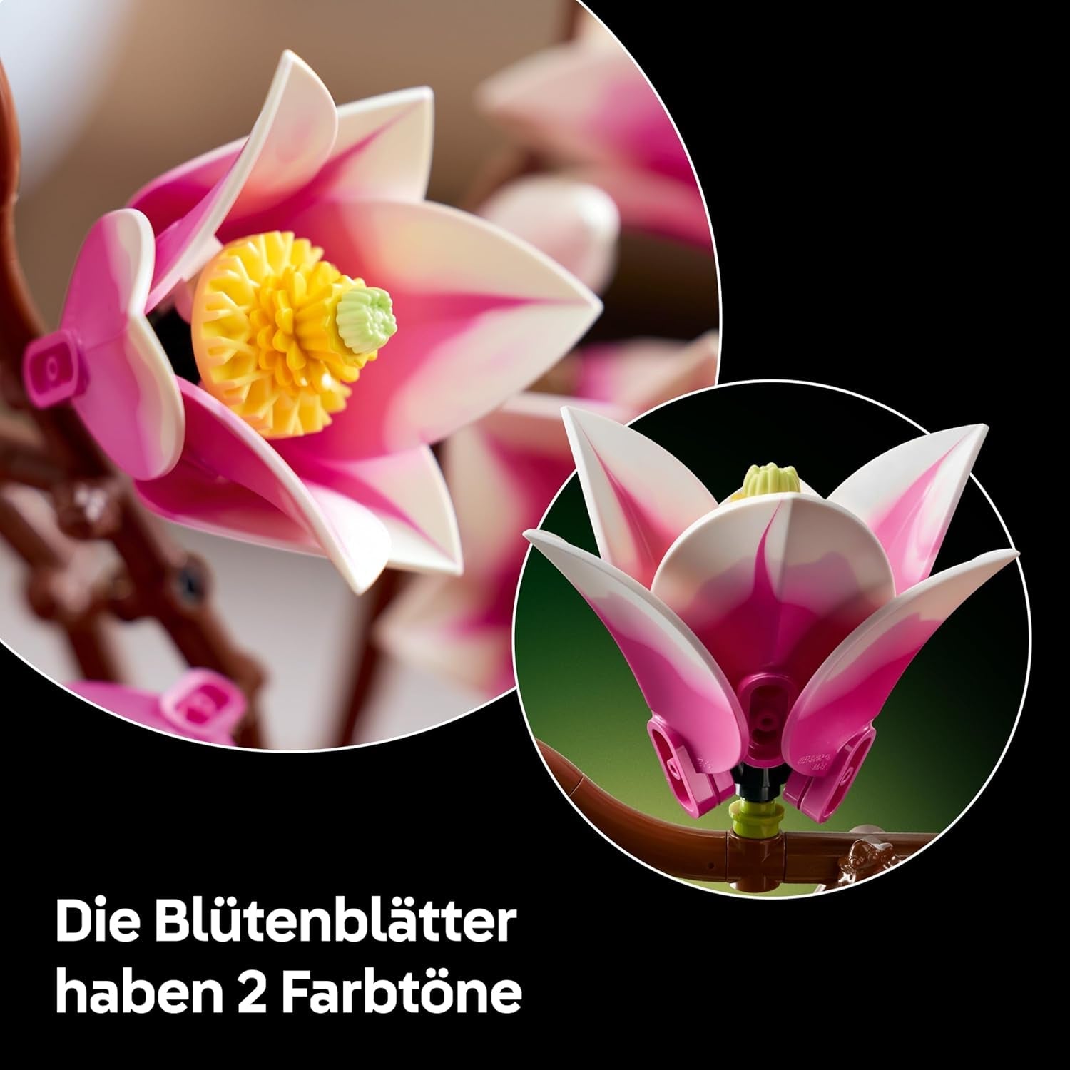 LEGO Botanicals Magnolienzweige - Kunstblumen Set für Erwachsene - 5 künstliche Magnolien für Deko im Wohn- oder Schlafzimmer - DIY Geschenkidee für Frauen - 11510
