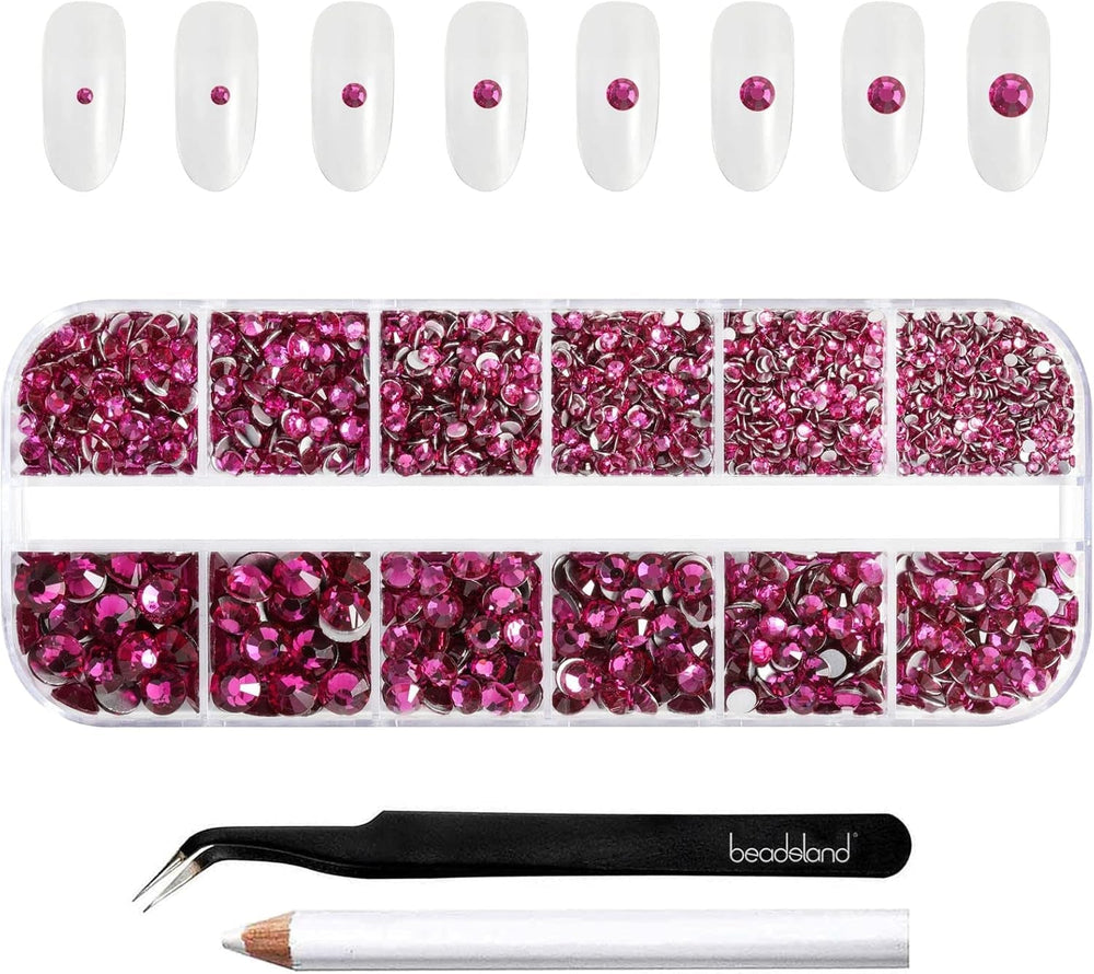 Beadland 2500Pcs Verre Nailart Strasssteine ​​​​Kristall Flatback Edelsteine ​​​​Runde, ​​​​pour Handwerk Gemischt 8 Größen SS4 ~ SS30 Mit Picking Pinzette Und Stift (Kristall Weiss)