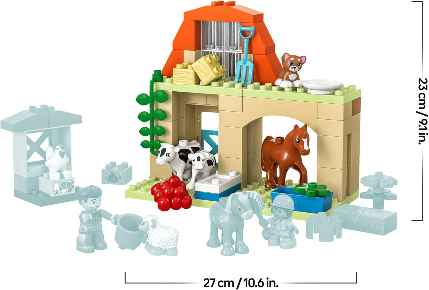 LEGO DUPLO Town Tierpflege auf dem Bauernhof - Spielzeug für Kinder - Montessori Spielzeug -Bauernhof mit Tierfiguren - Pferd, Kuh und Huhn - Lernspielzeug für Mädchen und Jungen ab 2 Jahren - 10416