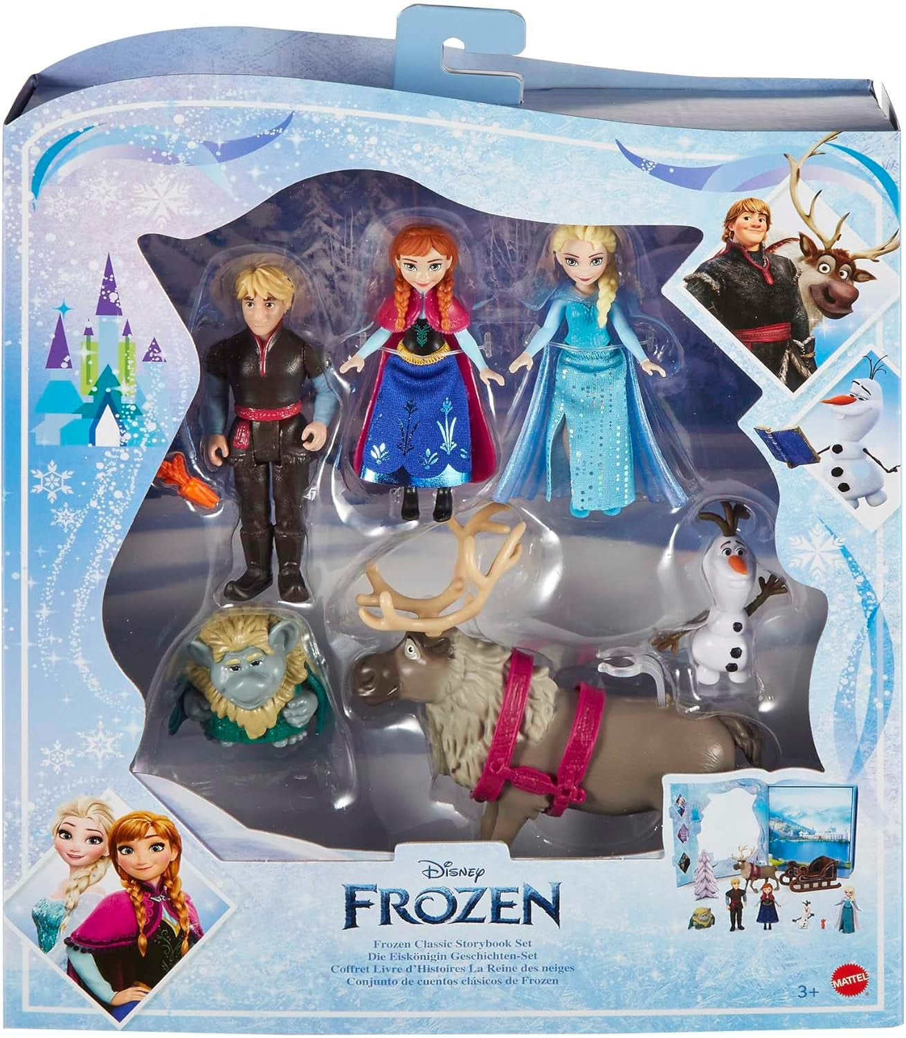 Mattel DISNEY Frozen - Ensemble de conte de fées avec 6 figurines ludiques préférées, emballage interactif et accessoires pour enfants, HLX04