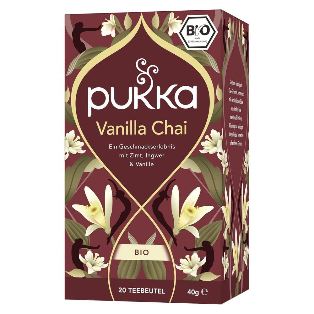 Poukka | Mélange de thés aromatisés bio "Vanilla Chai" | Cannelle, gingembre et vanille | Thé pour une gourmandise à la douceur naturelle | Paquet de 1 | 20 sachets de thé