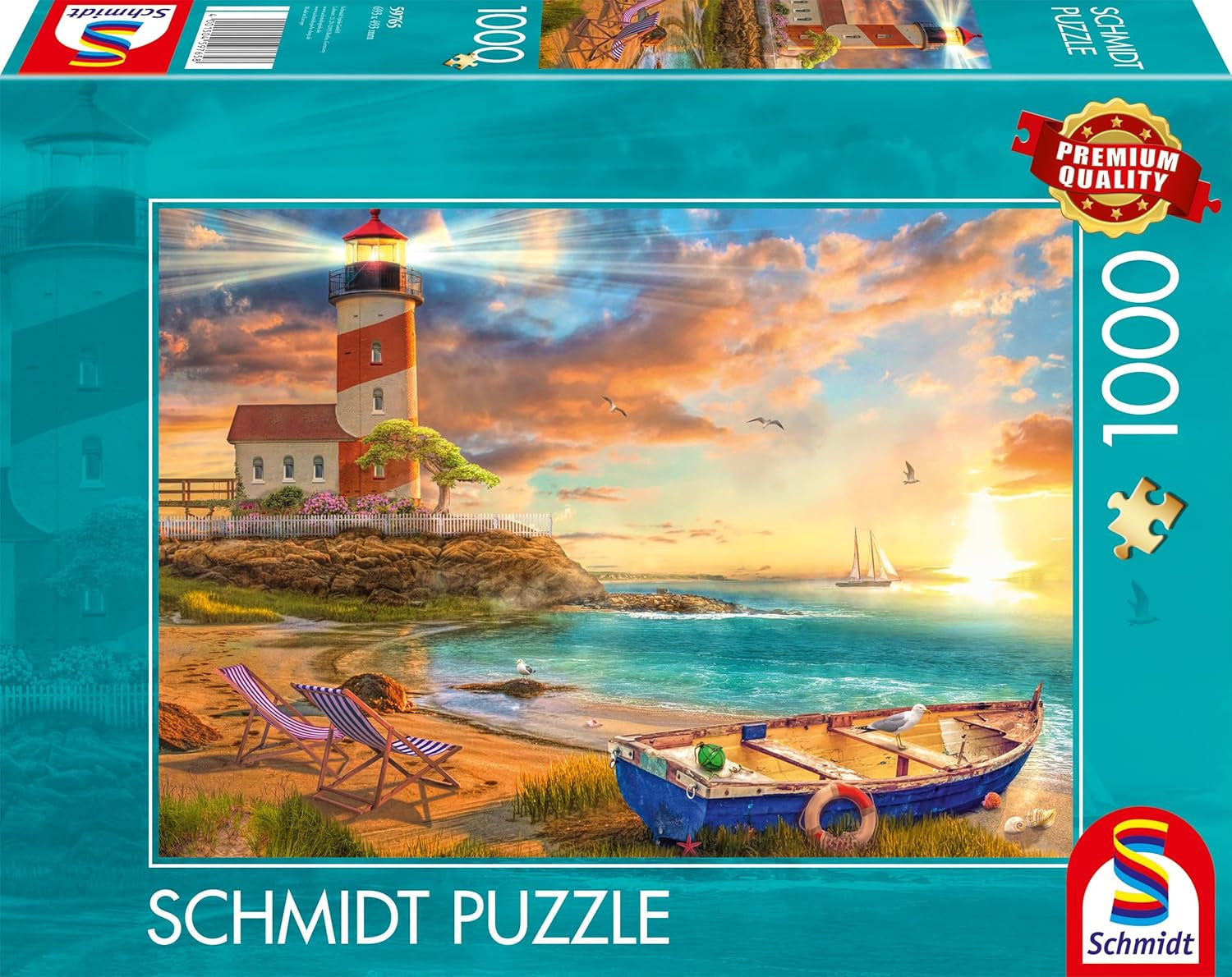 Schmidt Spiele 59765 Coucher de soleil dans la baie du phare, puzzle 1000 pièces, coloré Puzzle Naty Shop Titre par défaut