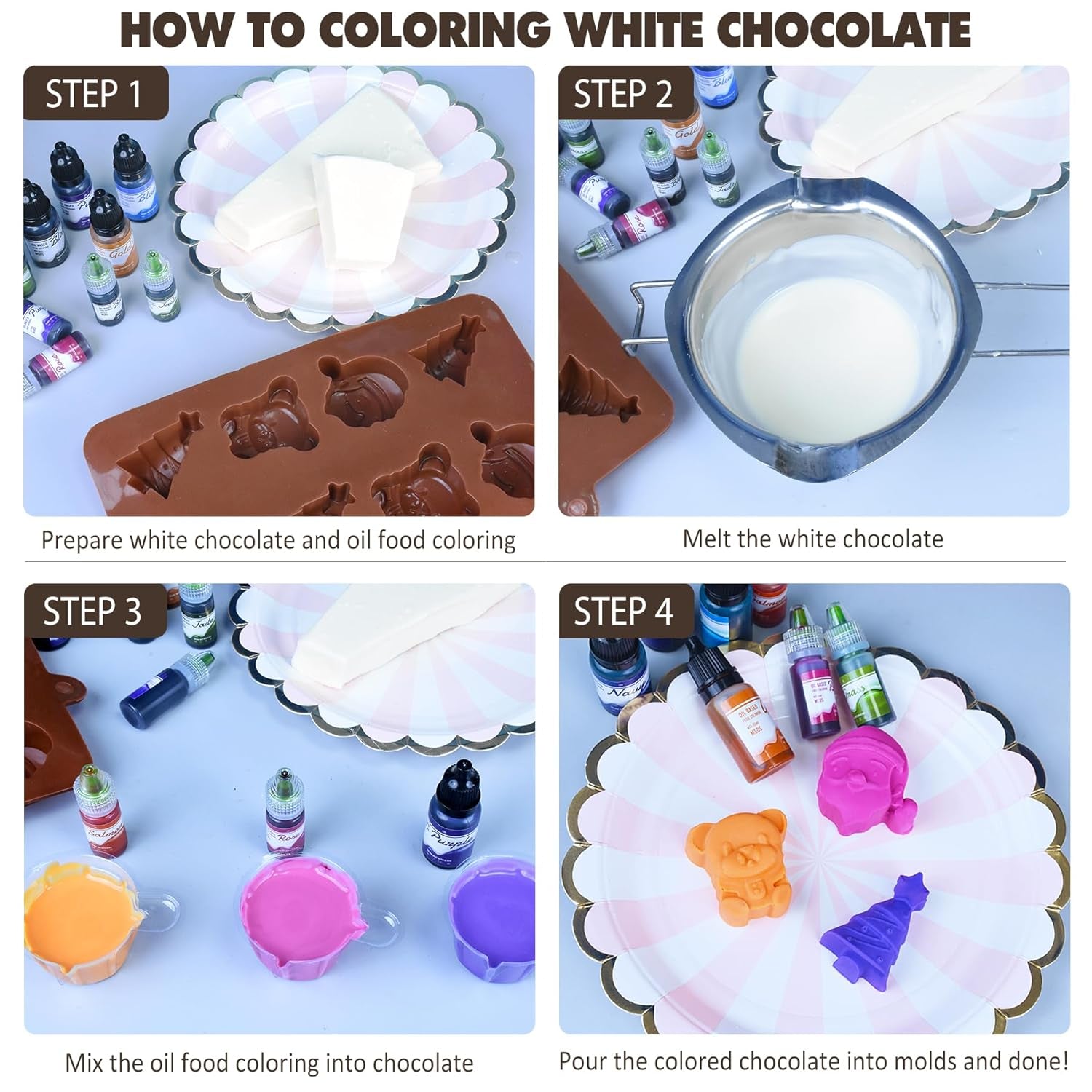 Farines à mélanger pour chocolat - 60Ml Couleurs à base d'huile pour fondant, décoration de gâteaux, dos - Colorant alimentaire doux pour beurre de cacao, crème au beurre, cuisine (noir) Naty Shop