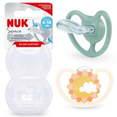 NUK Space Sucette pour bébé 6-18 mois, très grandes ouvertures pour peaux sensibles, silicone sans BPA, motif zèbre, lot de 2