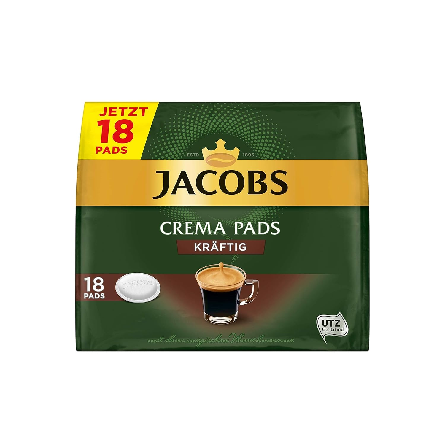 Kräftig Cream Pads, 90 Kaffeepads compatibles Senseo UTZ-zertifiziert, 5er Pack, 5 x 18 Getränke & Cream Pads, 90 Kaffeepads compatibles Senseo UTZ-zertifiziert, 5er Pack, 5 x 18 Getränke