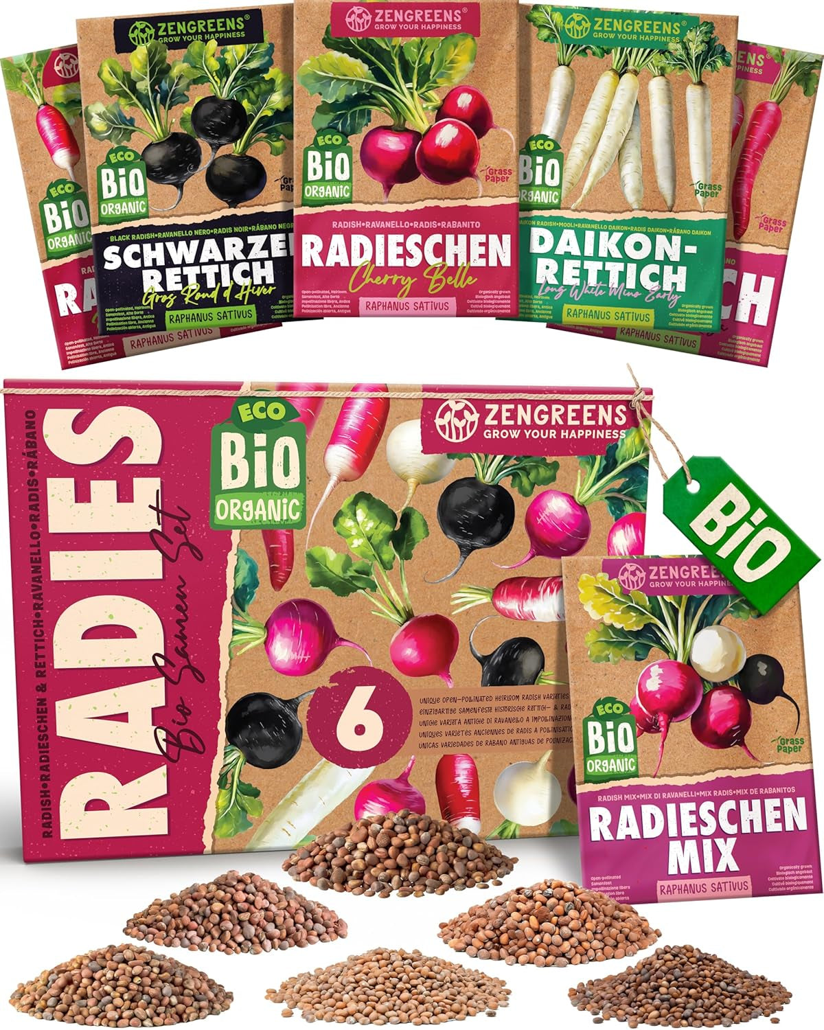 Graines de basilic biologiques dans un ensemble de 6 - 6 graines de basilic pour une culture facile dans le jardin, le balcon ou le parterre surélevé - Graines de plantes - Semis