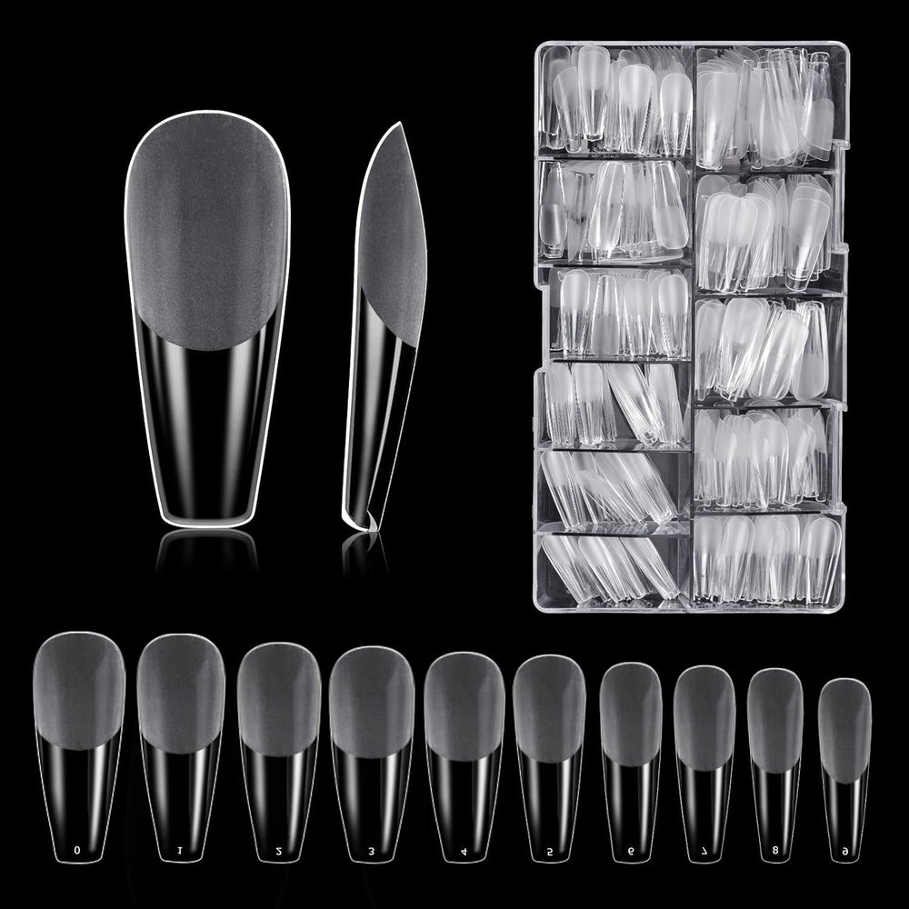 Types d'ongles, 500 pièces de faux ongles artificiels en acrylique avec boîte de rangement pour salons de manucure et bricolage à domicile, 10 tailles