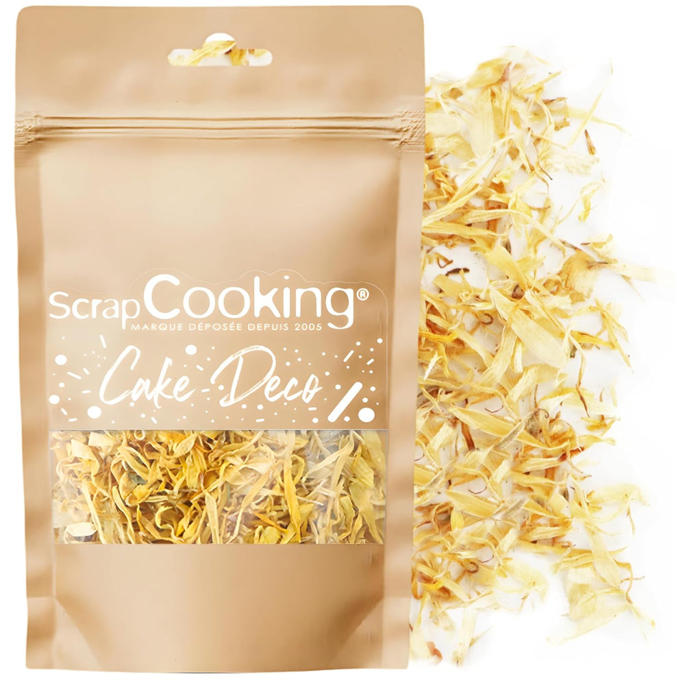 ScrapCooking - Soucis séchés 3,5 g - Fleurs comestibles - Décorations alimentaires pour pâtisserie - Pour desserts, gâteaux, tartes, muffins - Noël, printemps, anniversaire - Jaune doré - 7471