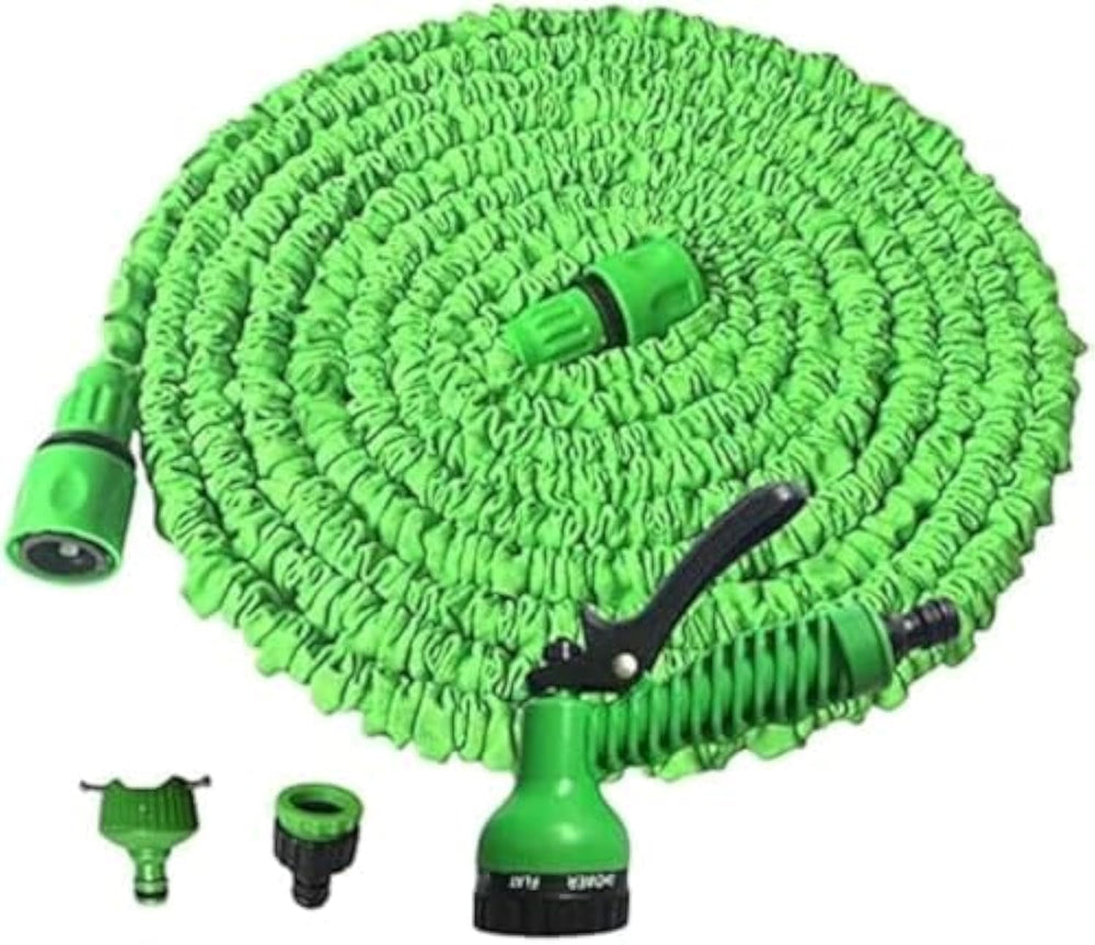 Furtun flexibil de grădină 15m verde, plastic/cauciuc, duză de pulverizare cu 7 căi, 8 bar, 0,68 kg, 1 bucată