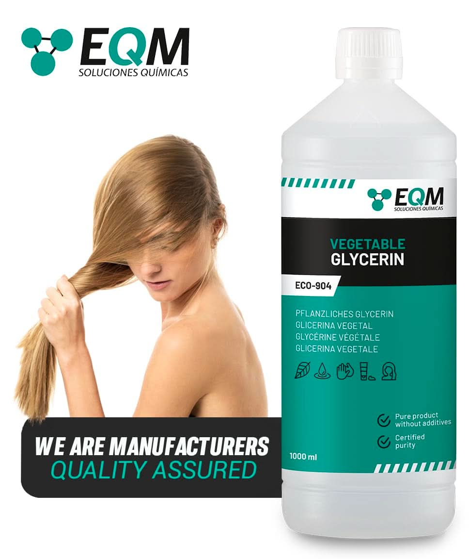 Glycérine végétale, 100% naturelle, hydratant naturel pour cheveux et peau, idéale pour les savons, shampoings, crèmes, 1 litre Douche et bain Naty Shop