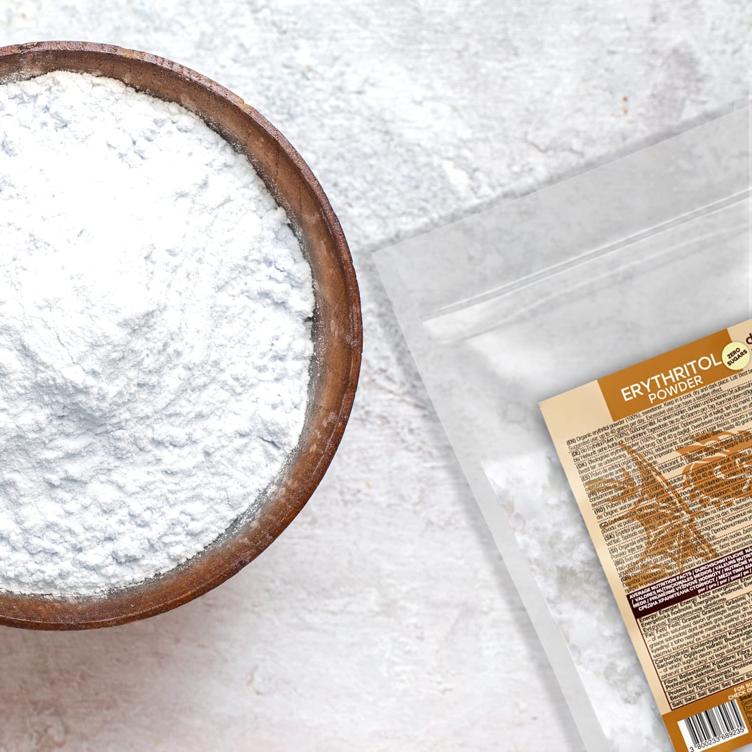 Bio Erythrit - Poudre, 100% Bio, Vegan, Null Kalorien-1Kg Édulcorants Naty Shop