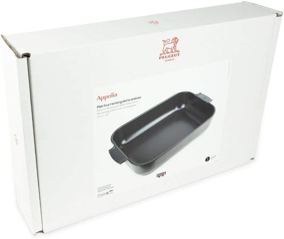 Peugeot Appolia Rechteckige Auflaufform Mit Griffen, Keramik, Schiefer / Grau, 8.3X40.5X27.2 Cm, Fassungsvermögen: Env. 4 L, 60022 Moules et plaques pour pâtisserie Naty Shop