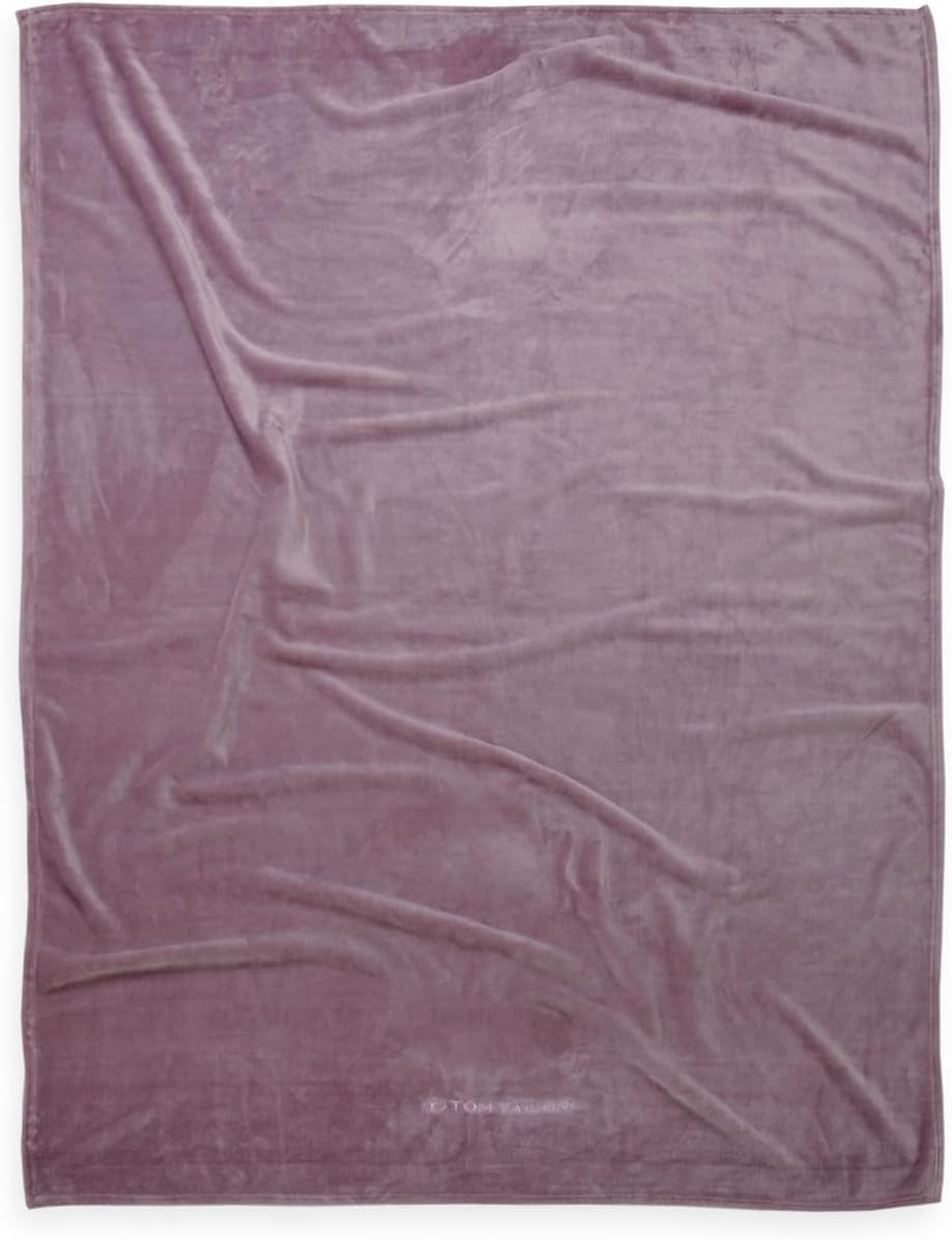 TOM TAILOR Couverture Wellsoft, 150X200 Cm, 100% Polyester/ Wellsoft, brodée avec logo, WELLSOFT BLANKET Orange (Warm Coral) Couvertures et Couettes Naty Shop Violet 150X200 Cm
